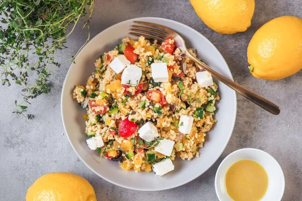 Greek couscous salad with Balkan cheese, MEAT-FREE program